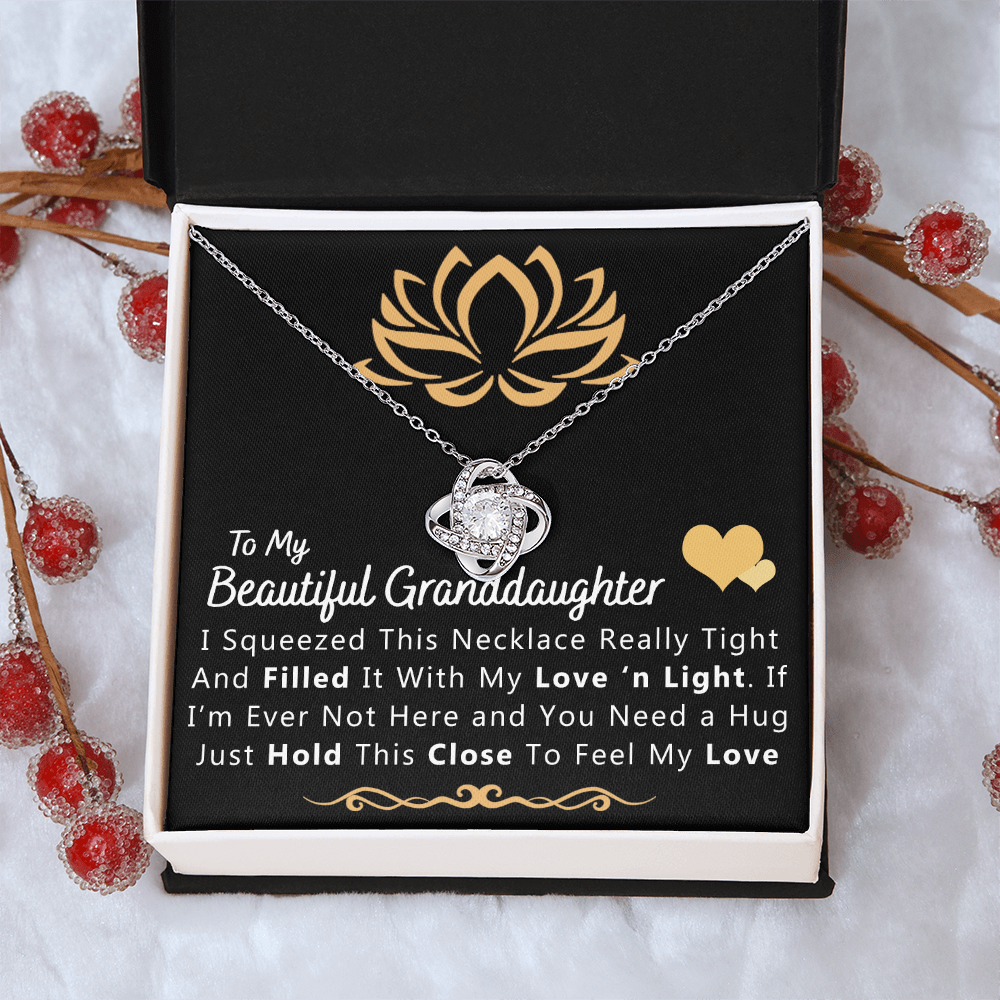 To My Beautiful Granddaughter Necklace From Grandma And Grandpa, To Granddaughter Love Knot Necklace, Gift Pendant For Granddaughtr, I Squeezed This Necklace Gift For Girls On Birthday, Anniversary