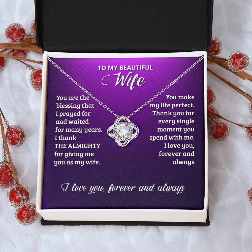 Beautiful Wife Gift Necklace, To My Wife Necklace From Husband, Wife Love Knot Necklace From Husband, Jewelry Gift For Women Badass Wife Gift Necklace, Soulmate Gift Necklace Gift From Men