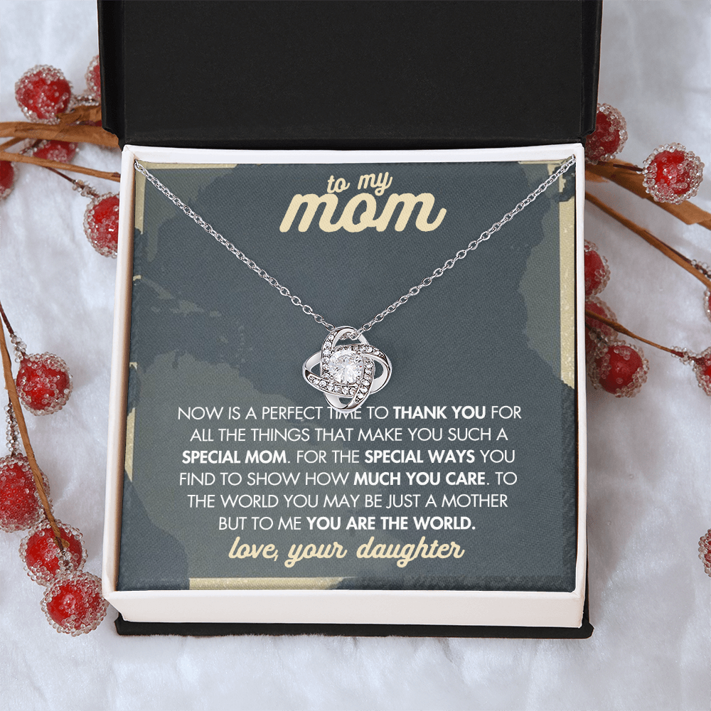 Mother And Daughter Necklace, To My Mom Love Knot Necklace From Daughter, Now Is A Perfect Time To Thank You Necklace Gift For Mom, Mother On Birthday Gift Anniversary Wedding Day Necklace For Mom