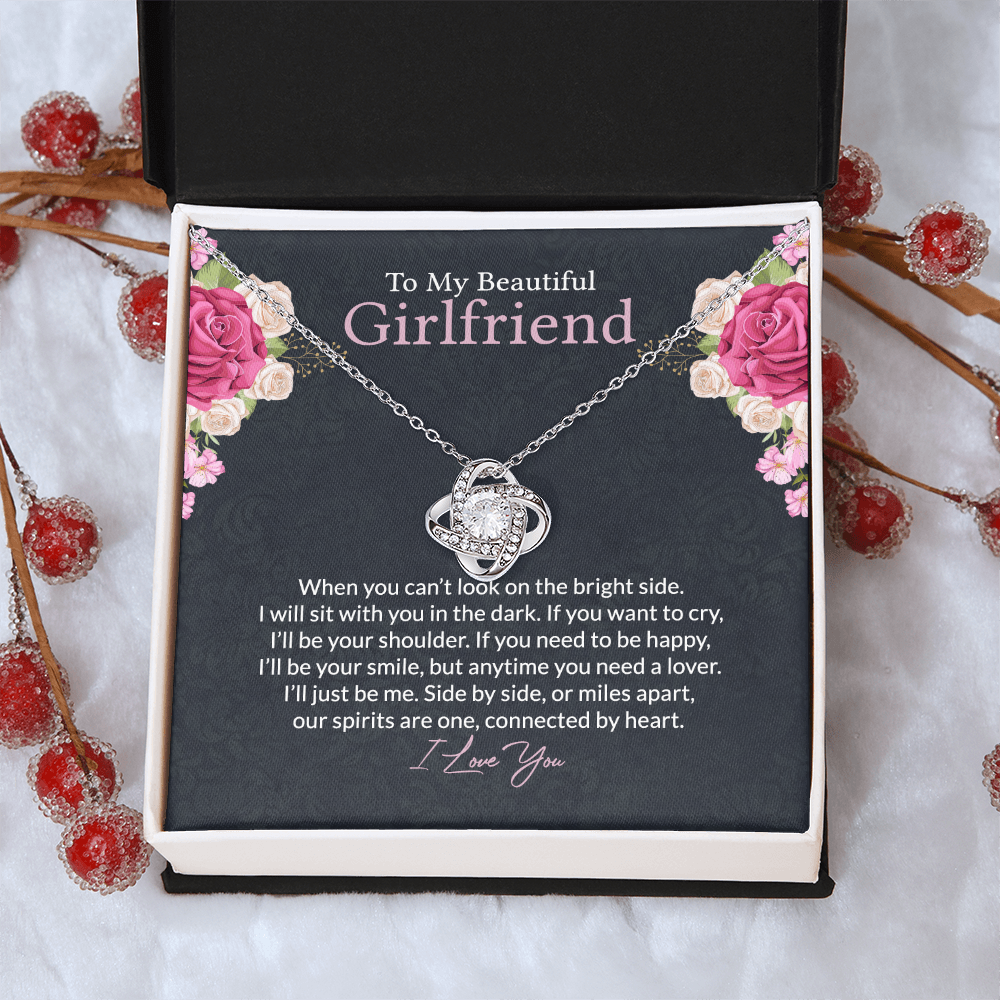 To My Beautiful Girlfriend Love Knot Necklace From Boyfriend, Husband, Girlfriend Gift Necklace - Love Knot Pendant Gift For Girlfriend, Soulmate Side By Side Gift Necklace To Girlfriend From Men