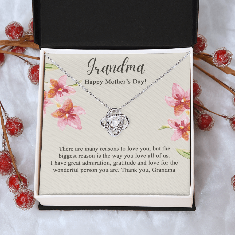 Grandma Gift Necklace - To My Grandma Love Knot Necklace from Granddaughter, Happy Mother's Day Necklace - Jewelry Gifts for Grandmother, Mimi, Gigi, Grammy on Mothers Day, Birthday, Christmas