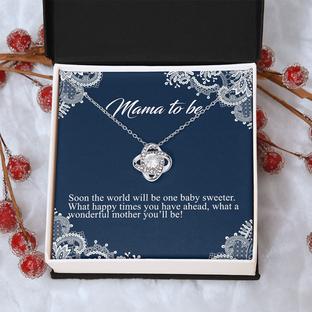 Mama To Me Gift Necklace, To My Mom Love Knot Necklace Gift For Mom From Daughter, Soon The World Mom Jewelry Gift For Women, Mother, Womenderful Mother Gift Necklace For Mama To be Pendant Gift