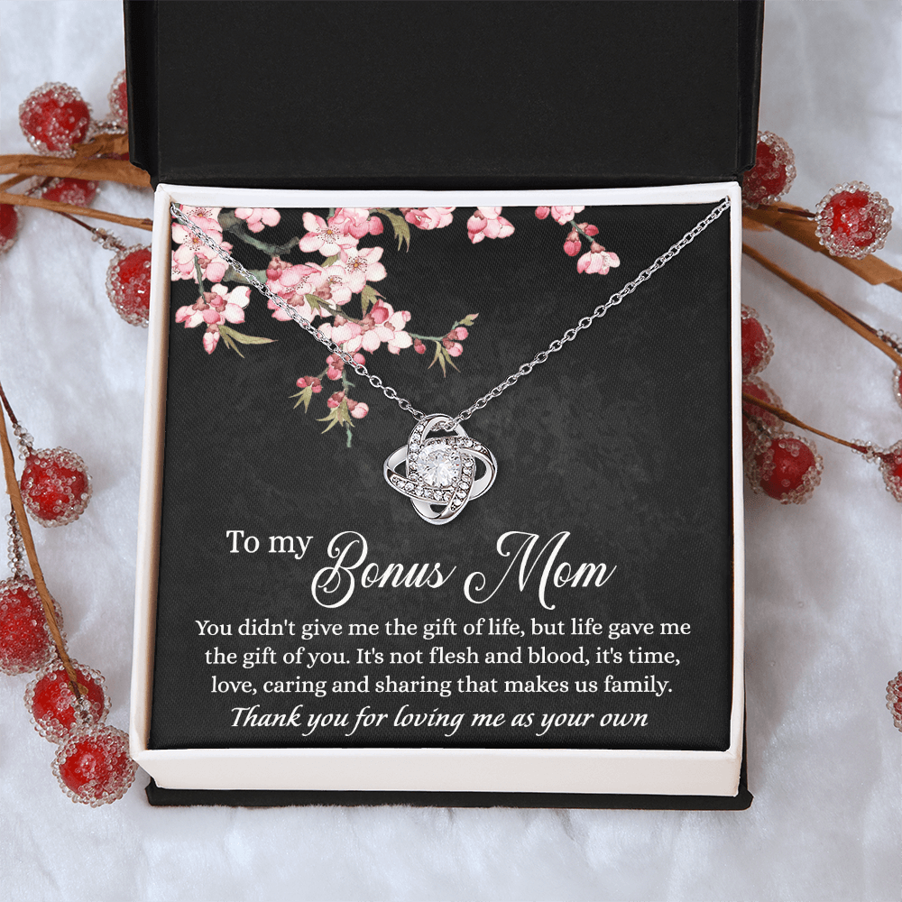 To My Bonus Mom Necklace From Daughter, Bonus Mom Gift Necklace, Mother And Daughter Necklace Gift For Mom, Gift For Mom Necklace, Bonus Mother Gift Necklace Thank You For Loving Jewelry For Women
