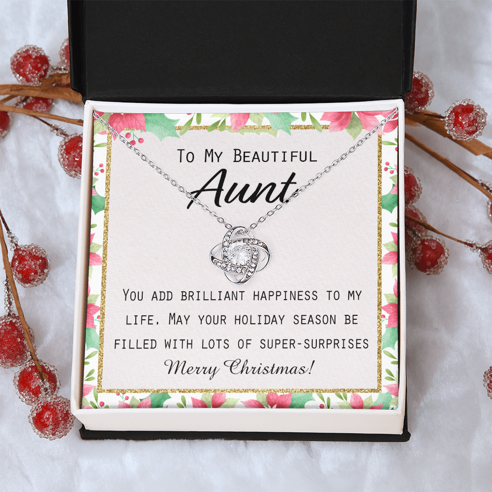 To My Beautiful Aunt Christmas Gift Forever Love Necklace Auntie Jewelry Gift For Girls And Box from Niece or Nephew Merry Christmas Gift for Aunt Jewelry For Girls