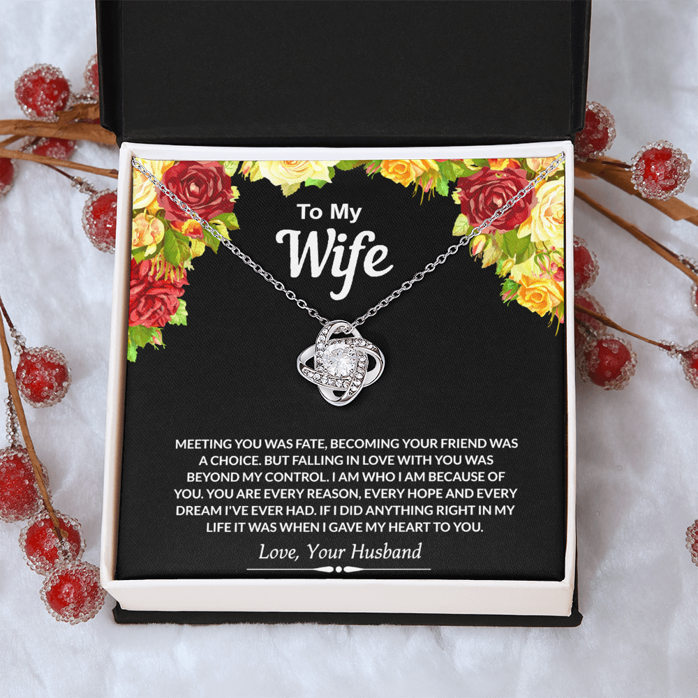 To My Wife Gift Necklace From Husband, Necklace Gift For Wife, Soulmate Gift Necklace Girlfriend, Husband To Wife Love Knot Pendant, Jewelry Gift For Women, Woman Necklace Gift My Heart To You