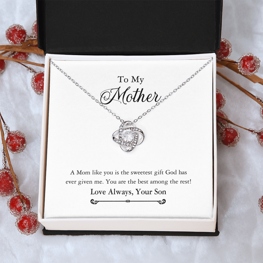 To My Mother Necklace Gift From Son, Happy Mother's Day Love Knot Pendant For Mom Necklace Gift Love Always Your Son For Mom, Mother Gift Necklace To Son, Mamato Be Gift Necklace From Son