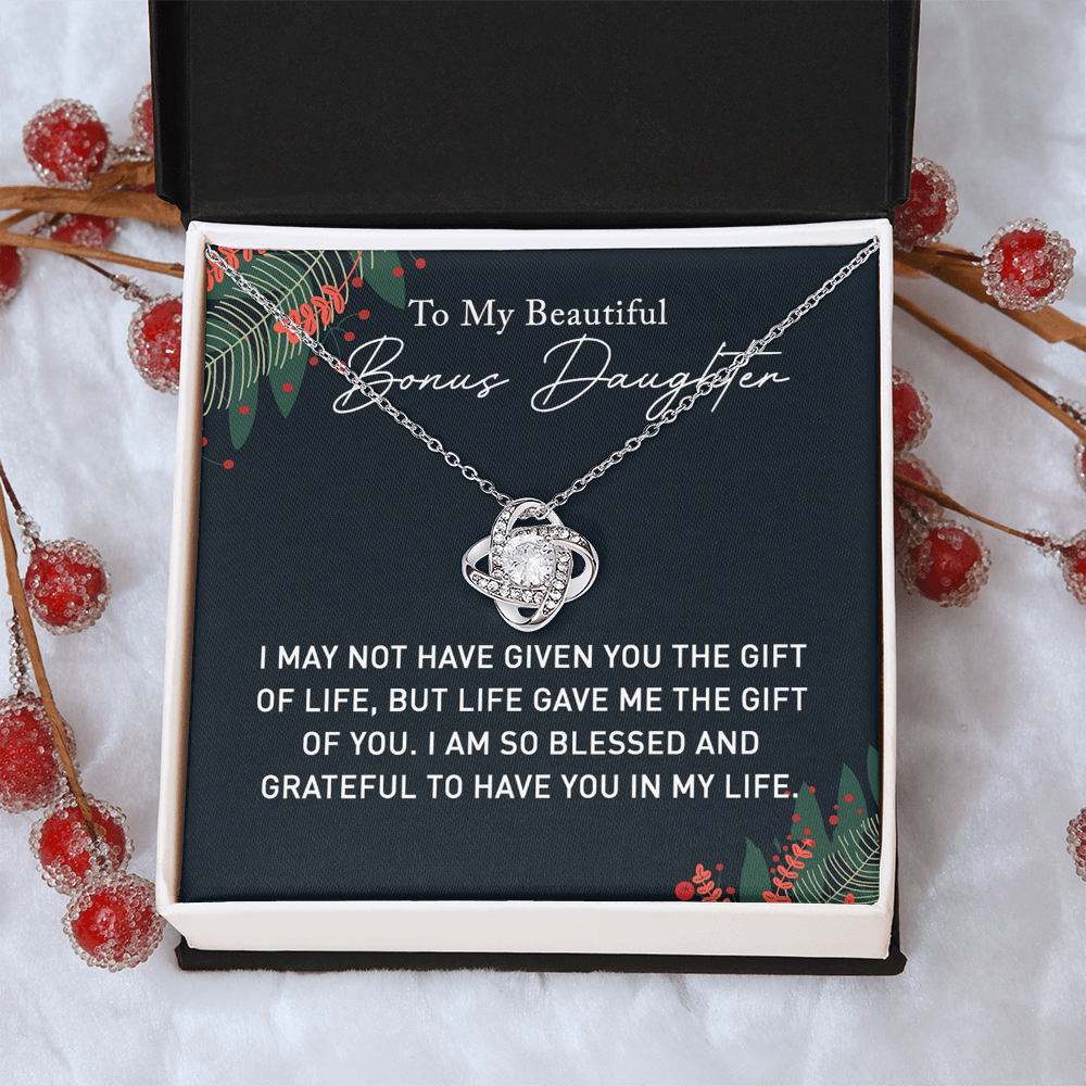 Daughter Gift Necklace, Step Daughter Birthday Gift Pendant Gift For Bonus Daughter, Mother To Bonus Daughter Jewelry Gift For Girls Her, To My Beautiful Badass Daughter Necklace From Mom