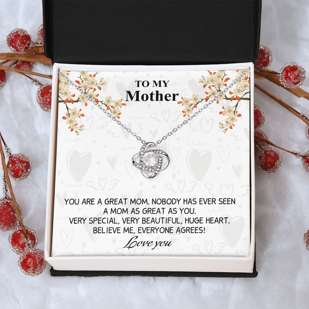 Great Mom Necklace, To My Mother Necklace From Daughter, The Love Knot Necklace Gift For Mom, Jewelry Gift For Women, Mother And Daughter Gift Necklace I Love You From Daughter To Mom Pendant