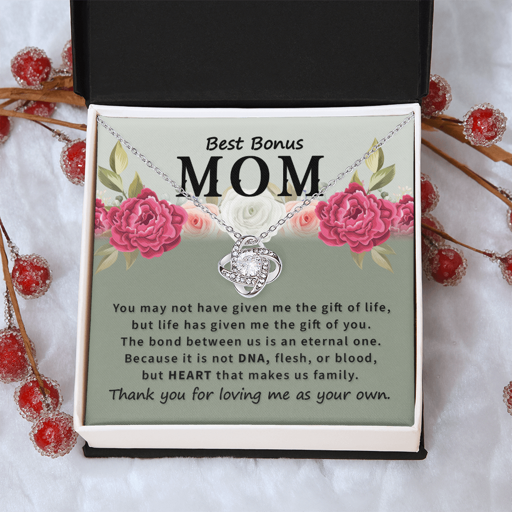 Bonus Mom Gifts from Bonus Daughter, To My Bonus Mom Necklace From Daughter, Necklace Gifts for Bonus Mom On Mothers Day, Anniversary, Mother And Daughter Necklace Gift For Mom, Mother Gift Necklace