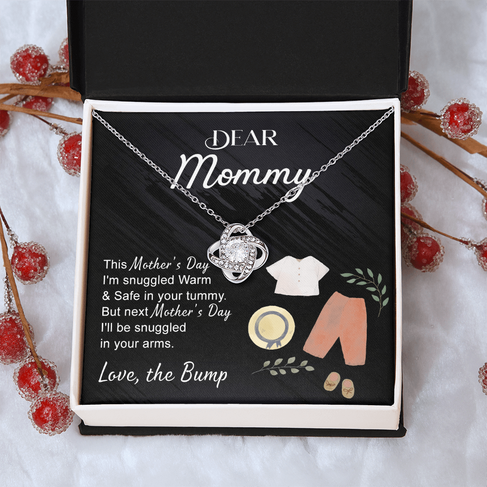 Dea Mommy Necklace, Mothers Day Gifts for Pregnant Wife, Happy Mothers Day Love Knot Necklace, Gift Necklace for Moms to Be, Mother To Be Mothers Day Pendant Gift, To My Mommy Necklace from Bump