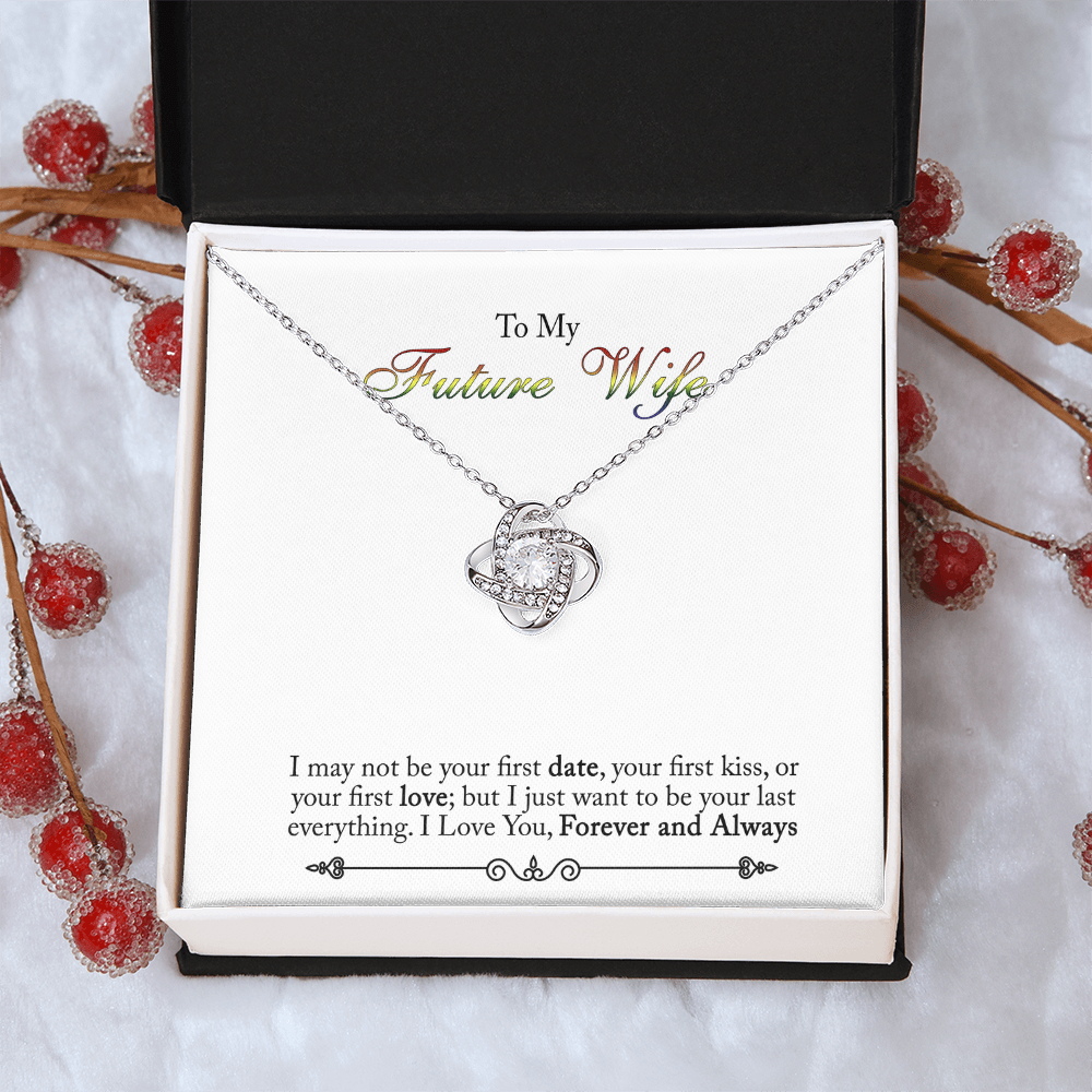 To My Future Wife Necklace Love Knot Necklace For Wife, Girlfriend With Box And Message Card, Soulmate Gifts, Necklace For Her From Boyfriend, Jewelry Gift For Bride Fiance, One Year Anniversary