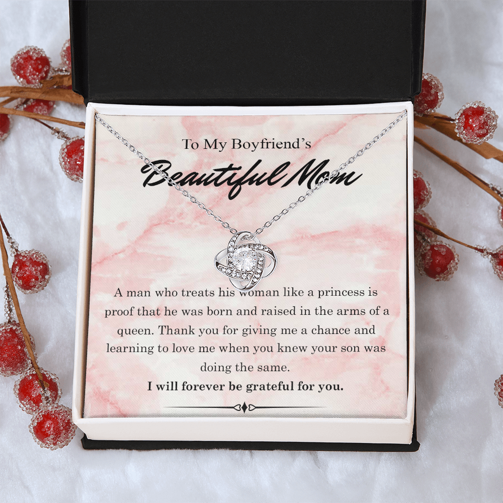 To My Boyfriends Beautiful Mom Necklace From Girlfriend, Gift Necklace For Boyfriend's Mom Jewelry For Mom On Mothers Day For Boyfriend Mom, Boyfriend's Mom Christmas Necklace Gift for Bf Mom