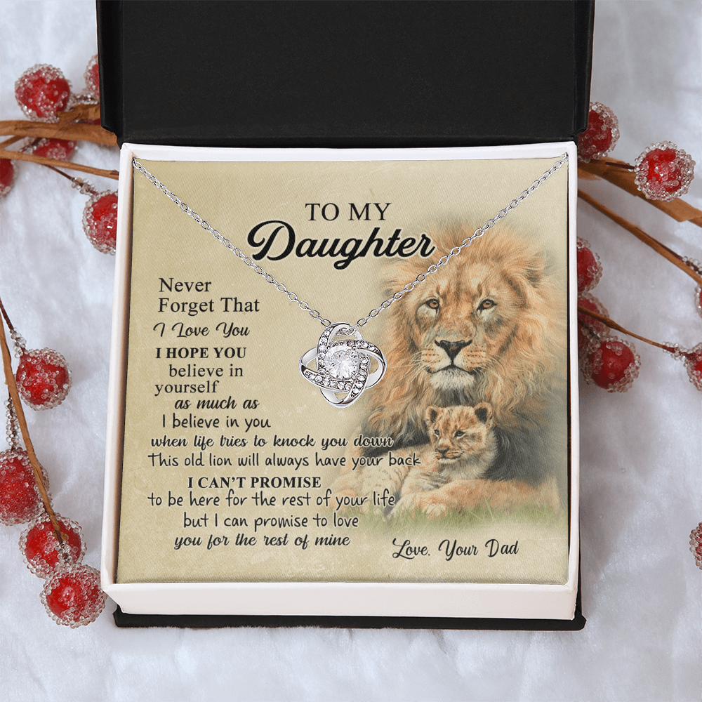 To My Daughter Gift Necklace from Dad Old Lion Your Back Believe Rest of Mine Personalized Gift Necklace Chain Gift on Birthday Graduation Gift Jewelry Gift For Girls, Little Girl Necklace