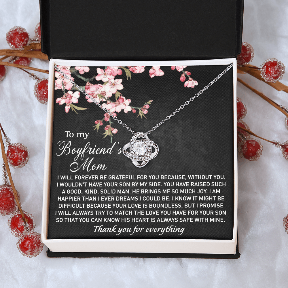To My Boyfriend's Mom Necklace From Girlfriend, Gifts Necklace For Boyfriends Mom, Boyfriends Mom Love Knot Necklace Gift On Birthday Gift, Mothers Day, Christmas Anniversary, Jewelry For Women