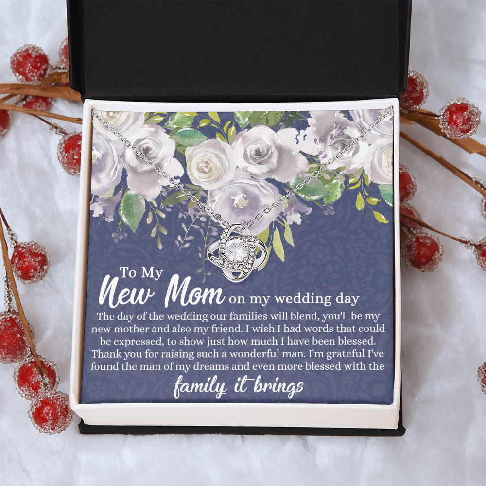 New Mom Necklace - To My New Mom Love Knot Necklace Gift From Daughter, My Wedding Day Necklace Gift For Mom, Wedding Mom Gift Necklace From Daughter, New Mom On My Wedding Day Gift Necklace For Mom
