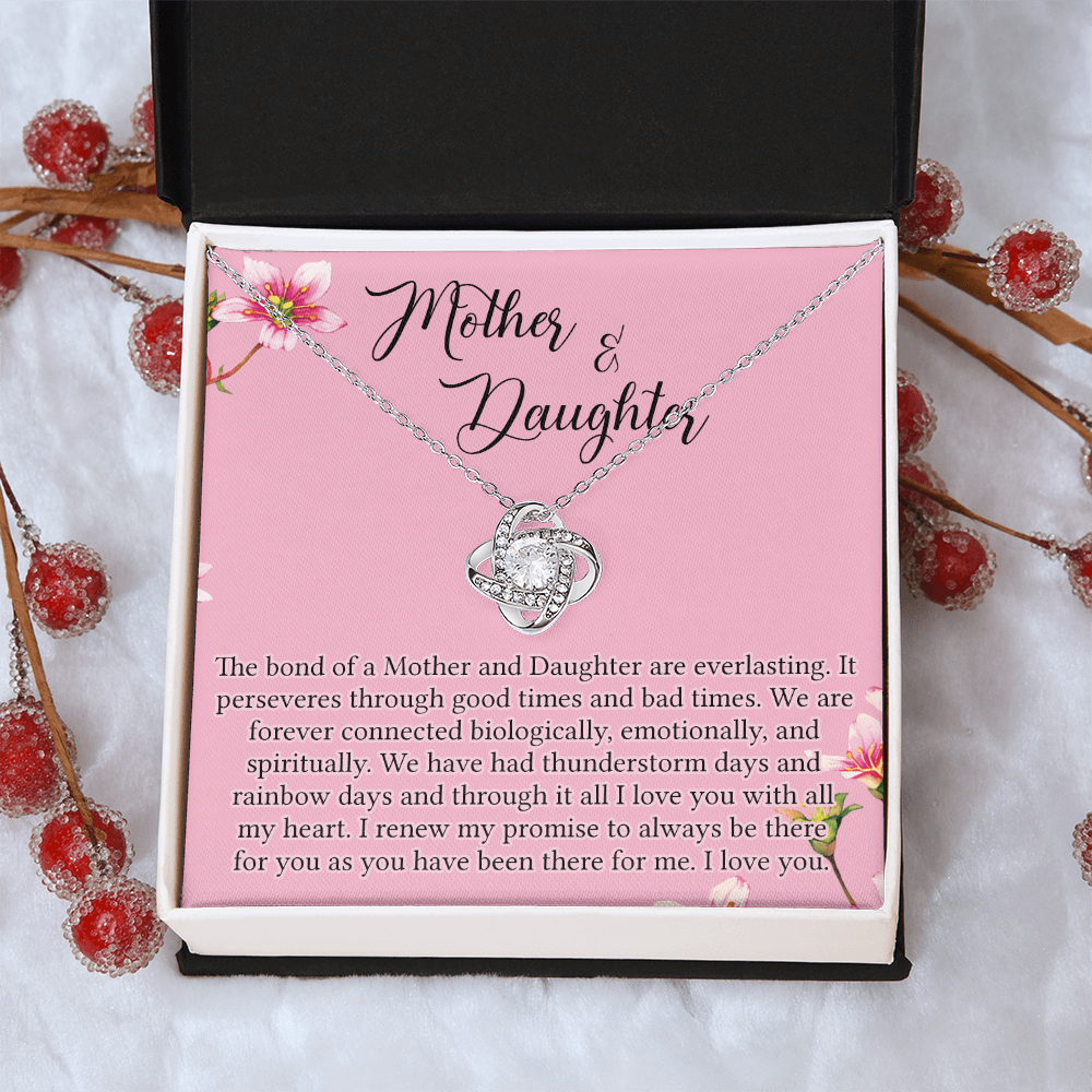 Mother And Daughter Gift Necklace - To My Mother Love Knot Necklace Gift From Daughter, The Bond Of A Mother And Daughter Love Knot Pendant Gift For Mom, Jewelry Gift For Women, Bonus Mother Gift