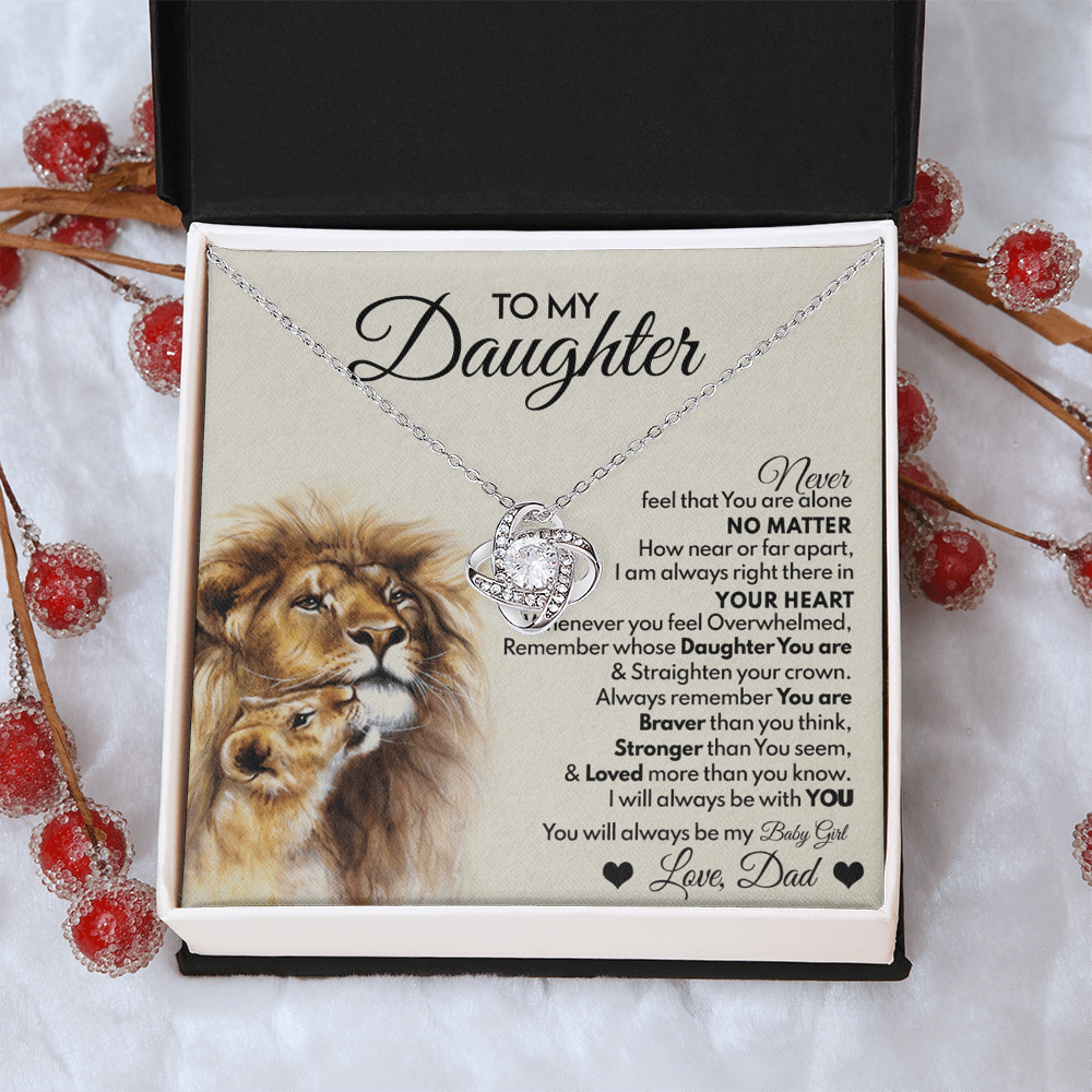 Daughter Gifts Necklace From Dad, To My Daughter Lion And Necklace Gift On Birthday Gift Graduation Gift for Daughter From Dad, Father Daughter Jewelry Gift For Girls, Little Girl Necklace
