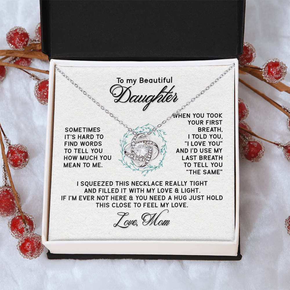 To My Beautiful Daughter Gift Necklace From Mom Forever Love Daughter Birthday Grown Up I Squeezed This Necklace Really Tight Necklace For Daughter, Mother And Daughter Gift Jewelry For Girls Women