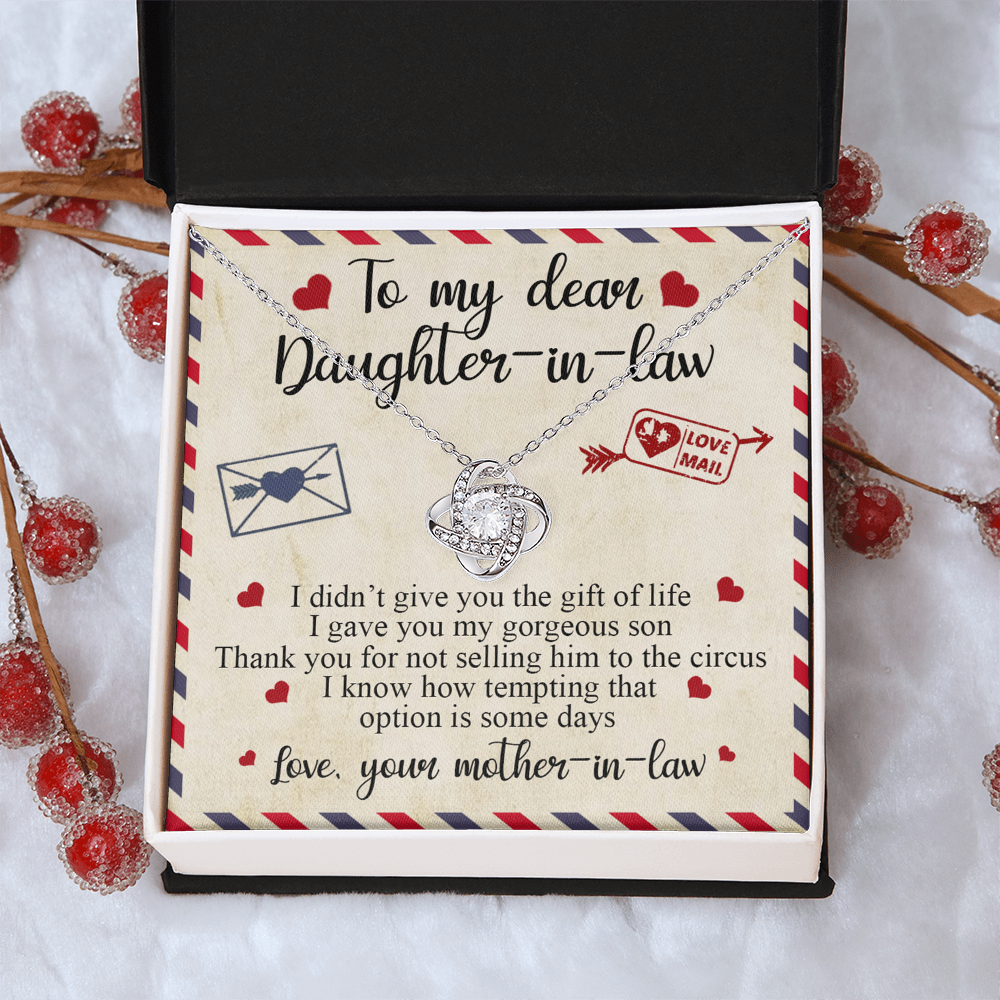 To My Dear Daughter-in-Law Gift Necklace From Mother In Law, Luxe Love Knot Necklace Gift Set, Necklaces For Girls, Little Girl Daughter In Law Gifts Necklace, Jewelry Gifts For Women Gifts