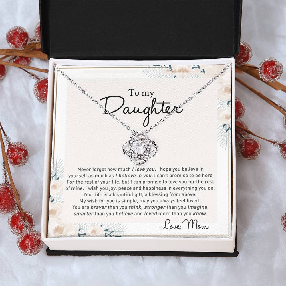 To my Beautiful Daughter Necklace With Thoughtful Card Box Gifts for Daughter from Mom Mother Daughter Gifts Jewelry for Girls Little Girl, Daughter Present On Birthday Graduation Gift Christmas