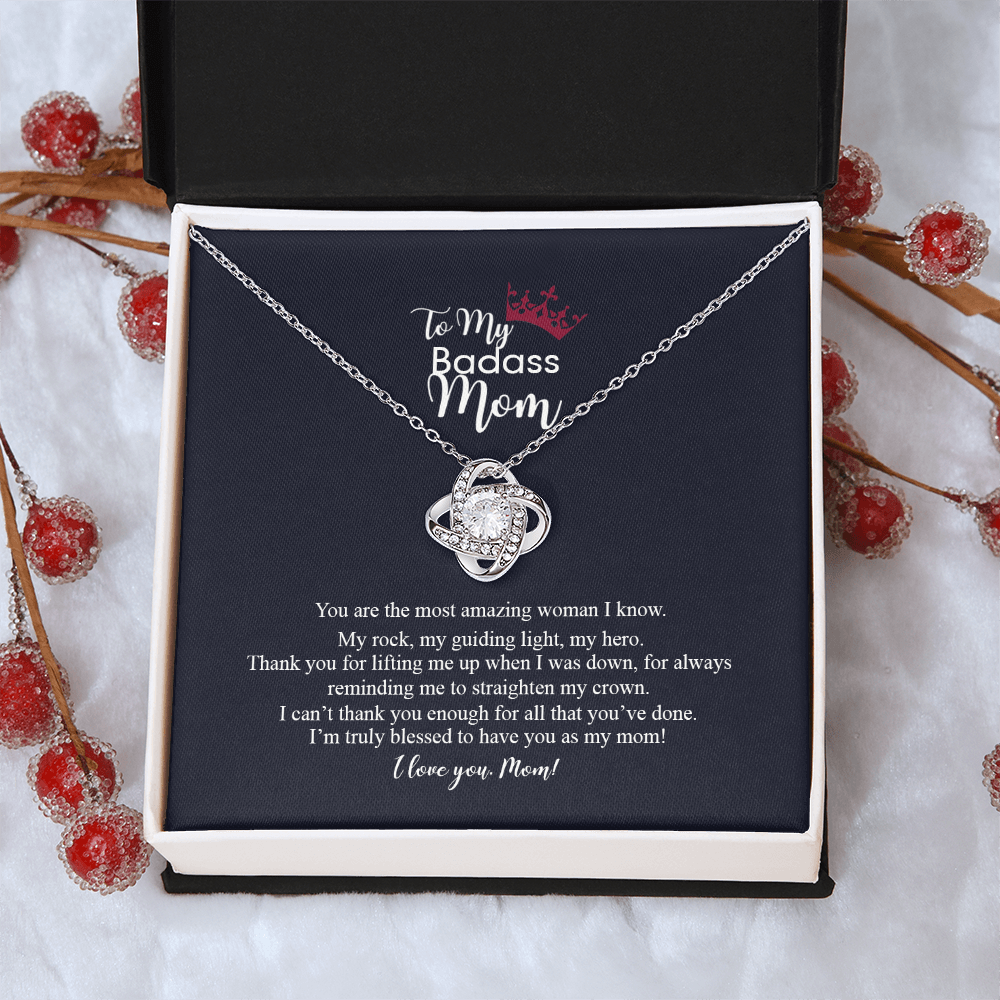 To My Badass Mom Love Knot Necklace, Gift For Mom Mother's Day Birthday Gift