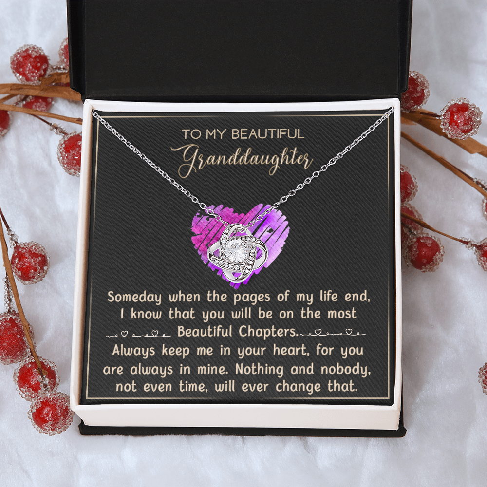 Granddaughter And Grandma Necklace, Gift Necklace For Granddauhter - To My Beautiful Granddaughter Necklace From Grandma, Love Knot Necklace For Granddaughter, Beautiful Granddaughter Necklace