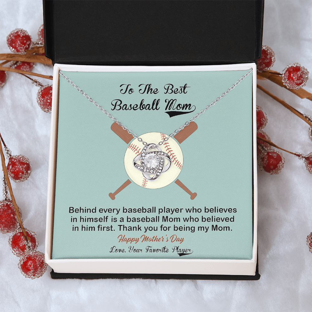 Baseball Mom Gift Necklace, To the Best Baseball Mom Necklace From Daughter, Favorite Player Necklace Gift For Mom, Baseball Mom Love Knot Necklace Jewelry Gift For Women, To The Best Mom Necklace