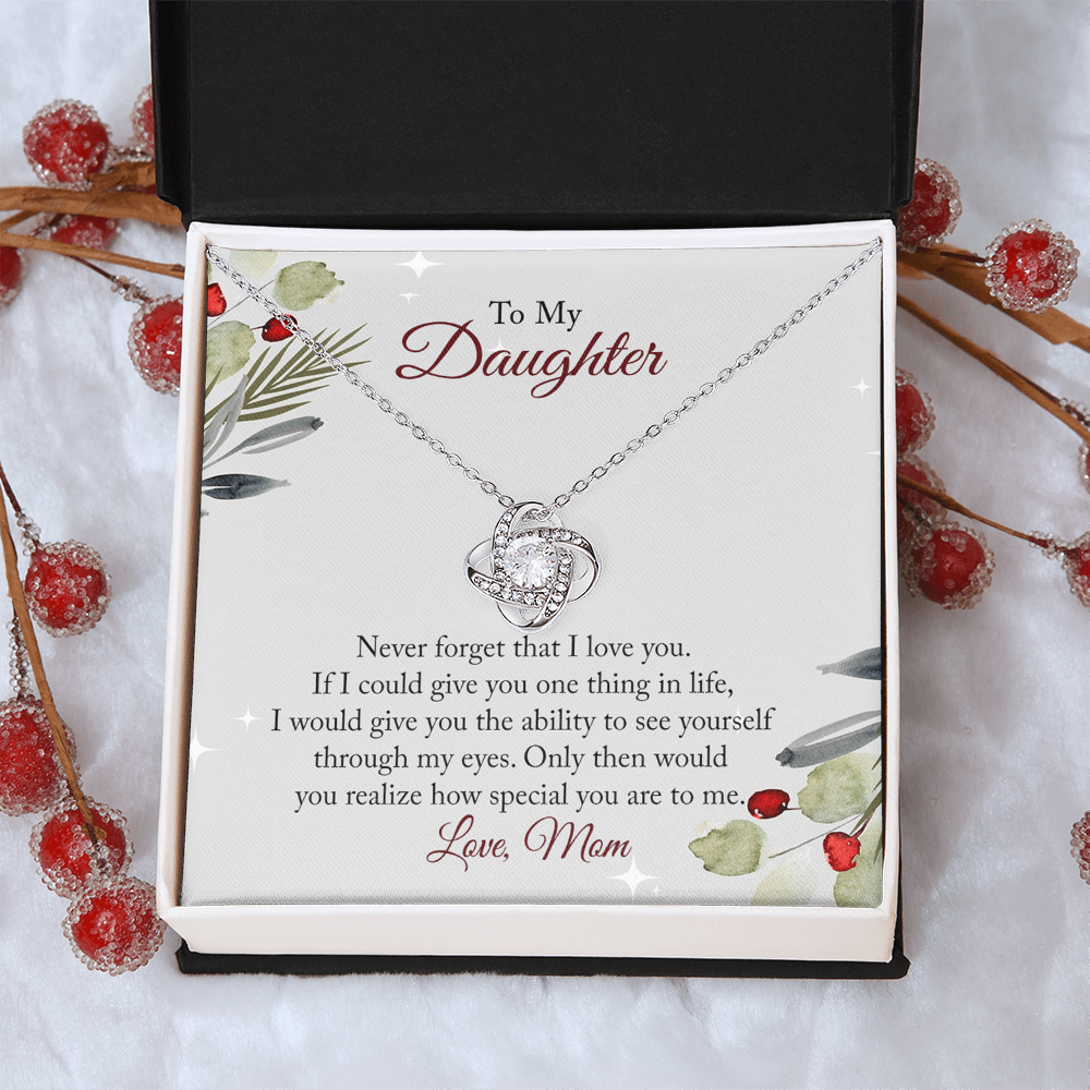 To My Daughter Necklace From Mom, Christmas Necklace with Message Card and Gift Box For Daughter, Mother And Daughter Necklace Gift On Birthday Wedding Graduation Gift Never Forget Necklace