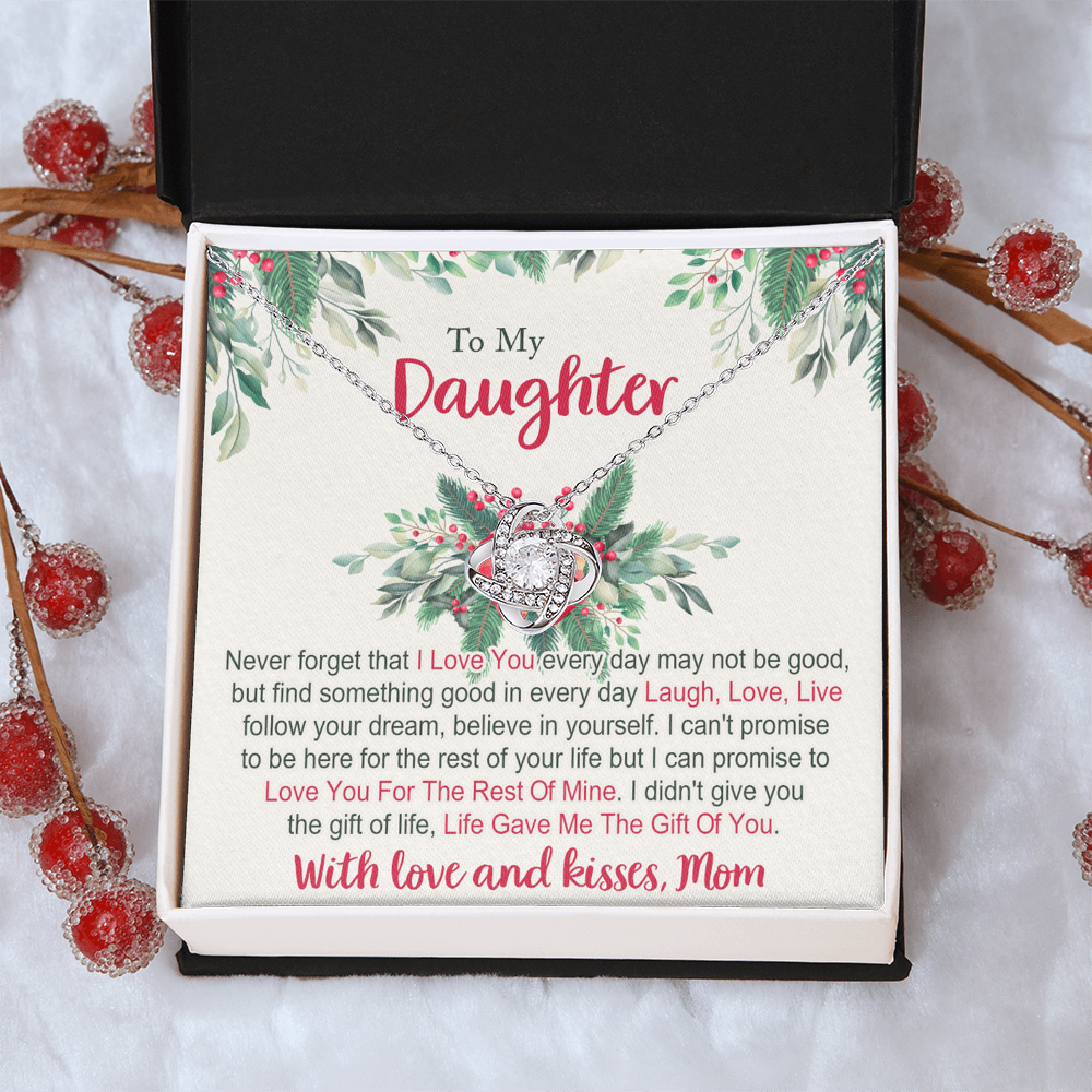 To My Daughter Gifts Necklace From Mom for Christmas Daughter's Graduation Gifts for Her, Mother To Daughter Necklace Christmas Card Pendant Mother And Daughter Jewelry Gift For Girls