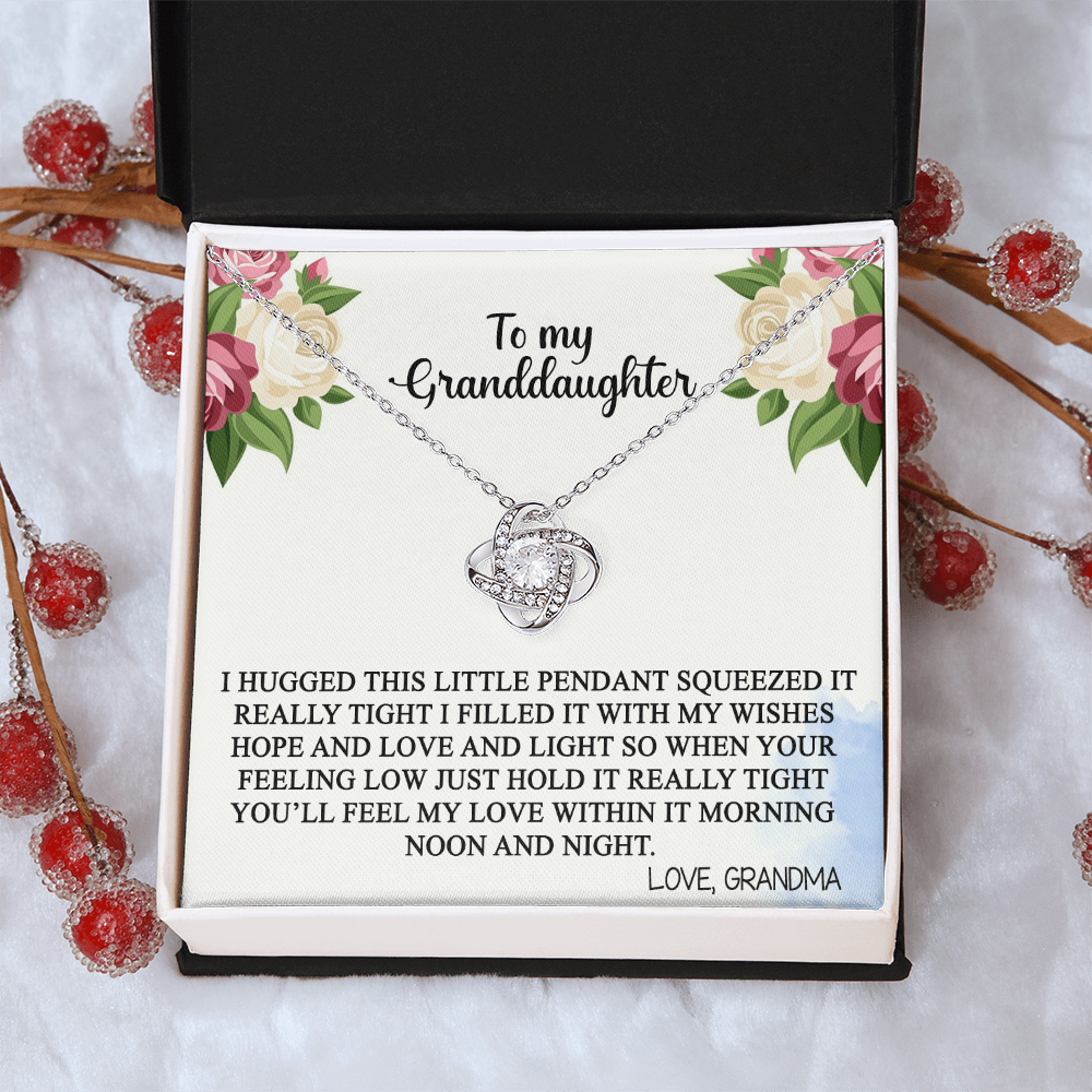 Love Knot Necklace Granddaughter Gifts From Grandma Grandpa - Granddaughter Necklace Card Message Gifts With Message Card and Gift Box On Graduation Gift Birthday Gift Christmas Inspirational Quotes