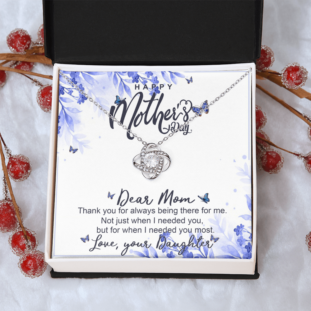 Happy Mother Day Necklace Gift For Mom, Dear Mom Necklace From Daughter, To My Mom Love Knot Necklace Gift On Mothers Day, Anniversary, Christmas Birthday Gifts, Jewelry Gift For Mom, Women