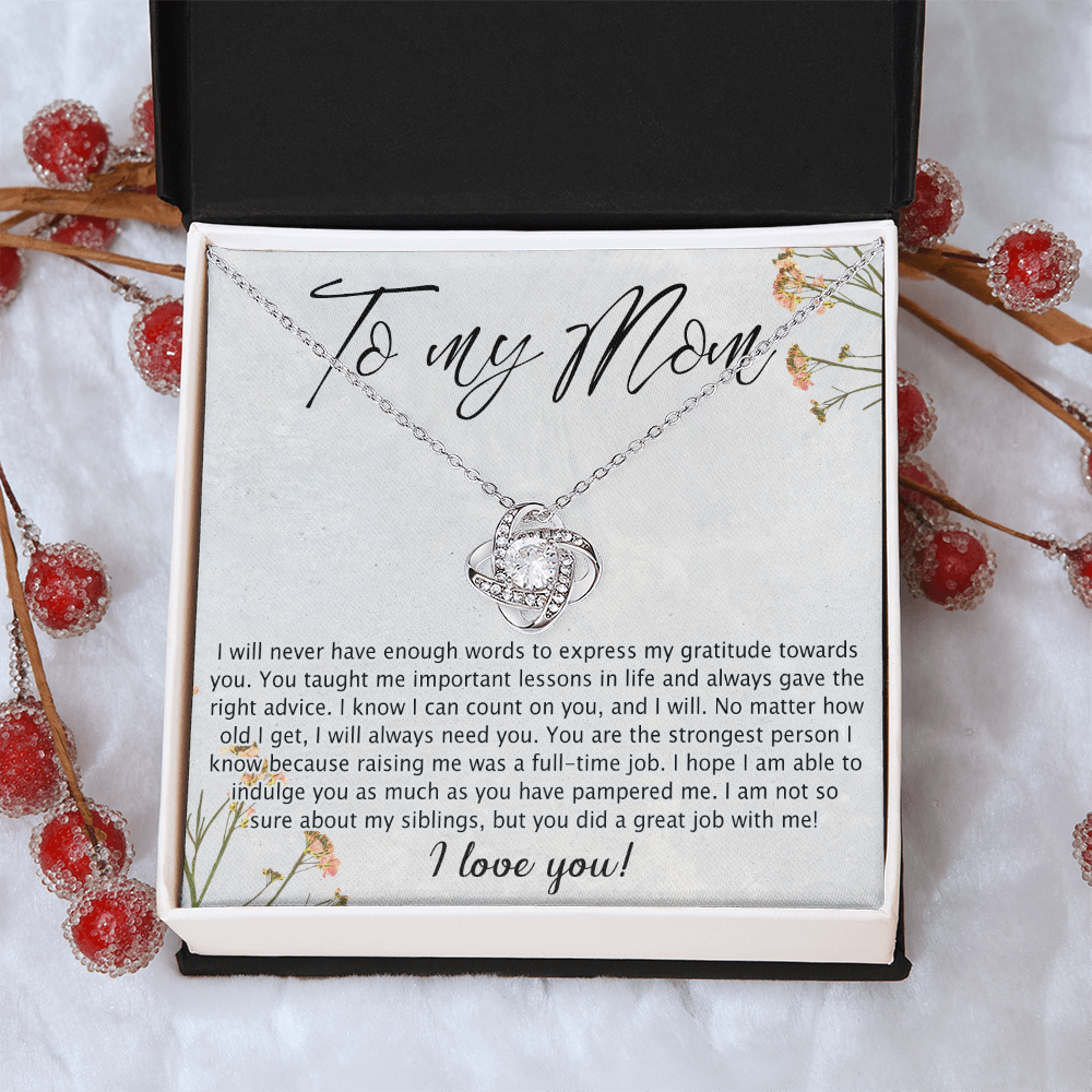 Mom Gift Necklace, To My Mom Love Knot Necklace Gift From Daughter Son Gift For Mom, Mother And Daughter Gift Necklace Personalized Gift Necklace For Mom Pendant, Love Knot Necklace Gift For Women