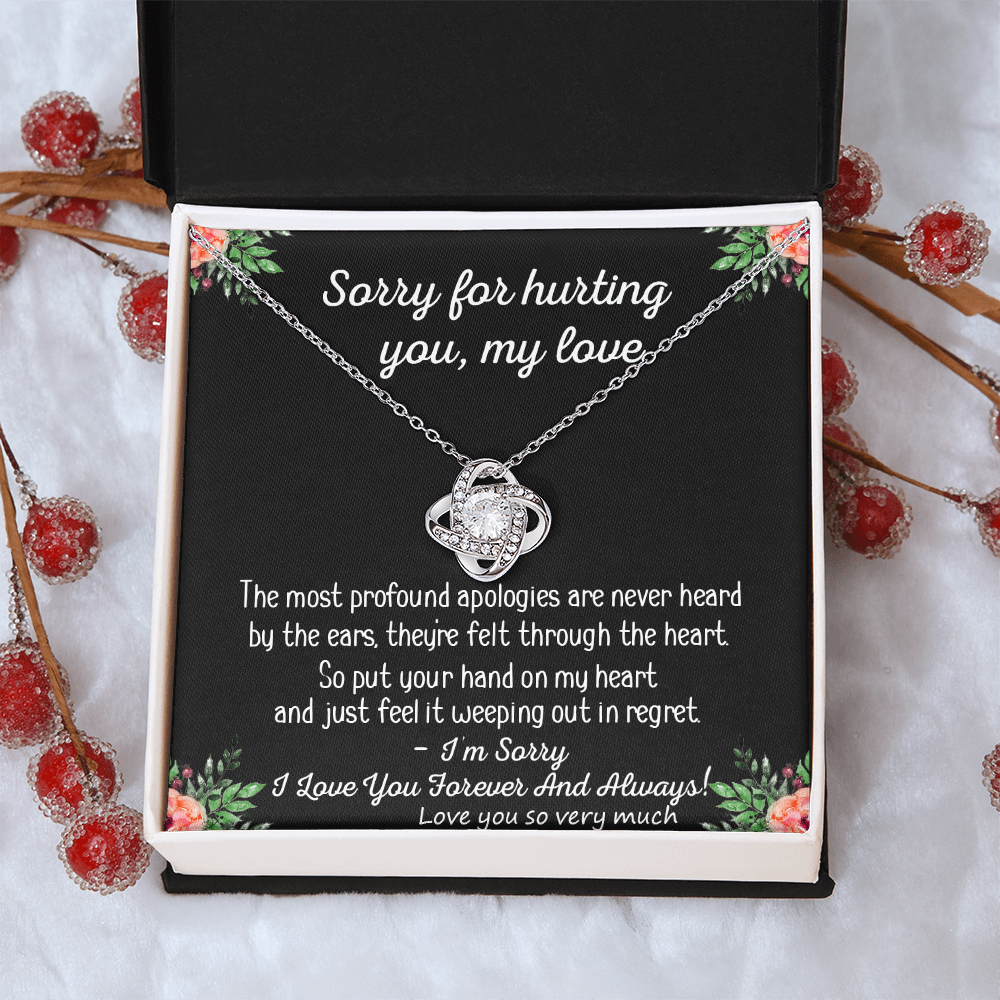Apology Gift Necklace for Her, Forgiveness Gift, My Love Love Knot Necklace For Girlfriend, I'm Sorry Necklace Gift From Boyfriend, Husband To Wife, Girlfriend Love Knot Jewelry Gift For Girls