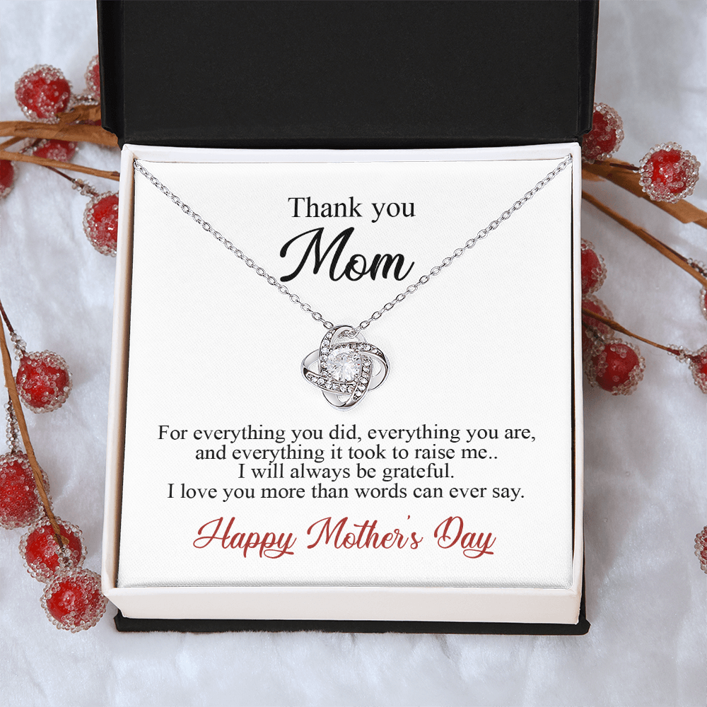Thank You Mom Necklace Gift For Her, Happy Mother And Daughter Gift Necklace, To My Mom Necklace From Daughter, Thank You Card Gift For Mom On Mother's Day, Anniversary Necklace Gift For Her