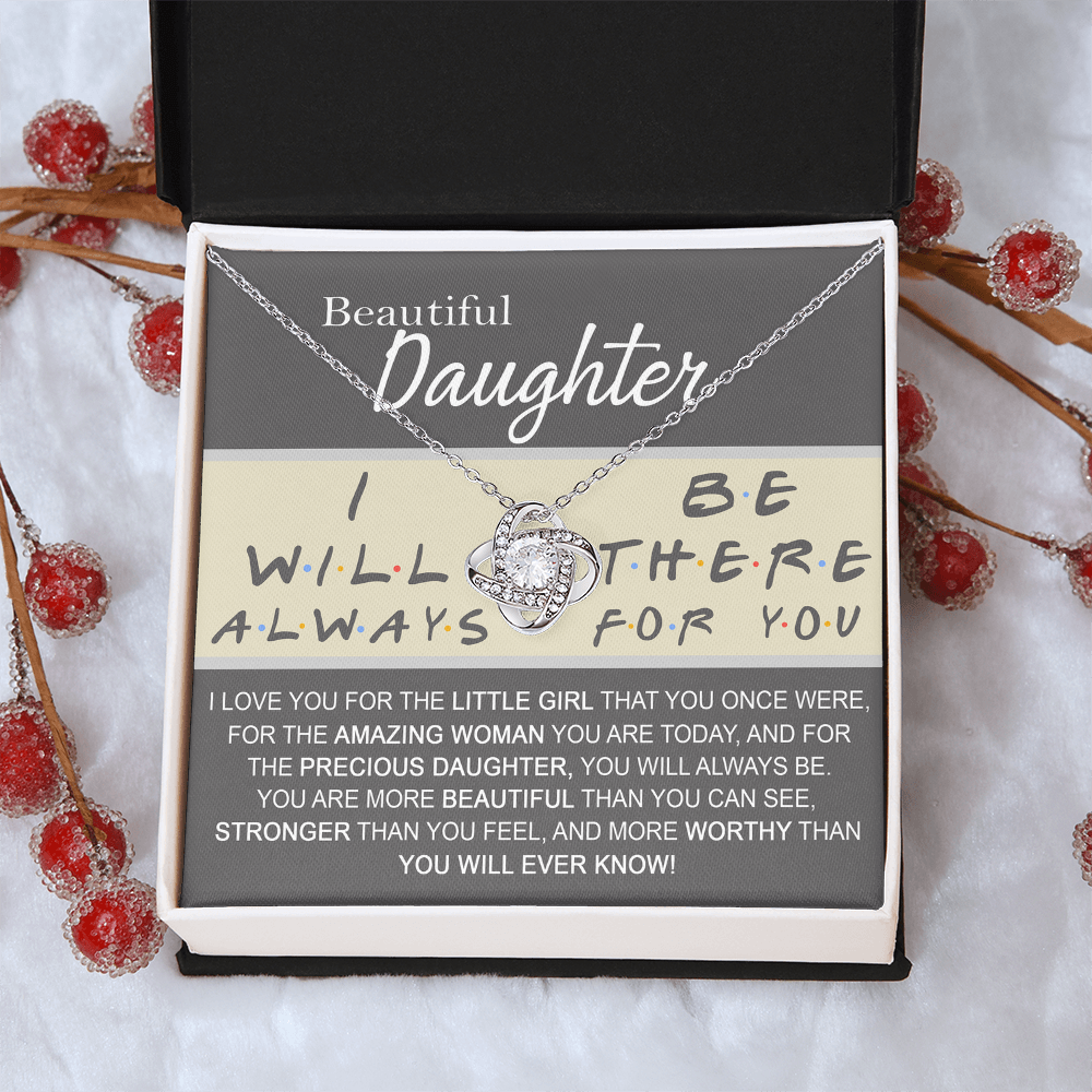 Daughter Gift Necklace Message Card Jewelry - Getting Card For Daughter, Custom Card For Little Girl, To My Beautiful Daughter Love Knot Necklace Gift From Mom - Mother And Daughter Gift Jewelry