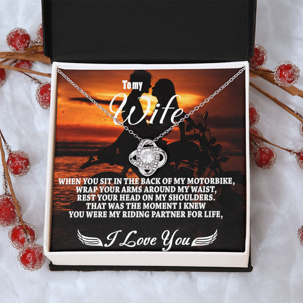 To My Wife Necklace From Husband, My Riding Partner For Life Necklace Gift For Wife From Men, Soulmate Gift Necklace Riding Partner Love Knot Necklace, Jewelry Gift For Women, I Love You Necklace