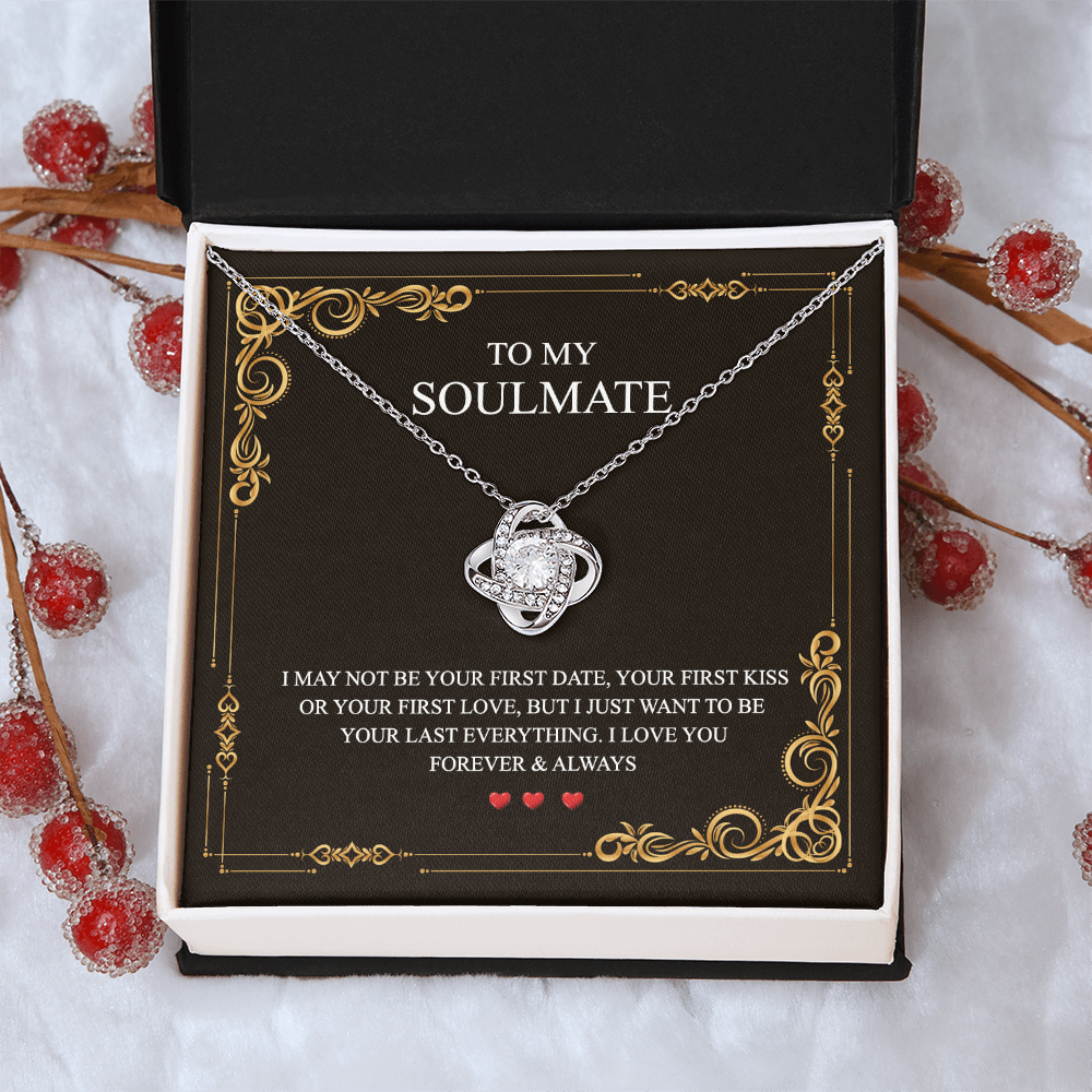 To My Soulmate Love Knot Necklace Gift From Husband To Wife, Girlfriend, Soulmate Gift Necklace On Valentines Day Anniversary, Christmas Necklace for Her Romantic, Jewelry Gift For Women