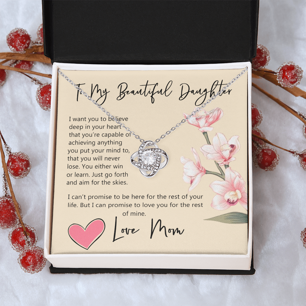Daughter Gift Necklace, To My Beautiful Daughter Necklace From Mom, Mother, Necklace Jewelry For Daughter, Mother And Daughter Necklace Pendant Gift On Christmas, Anniversary Graduation Gift