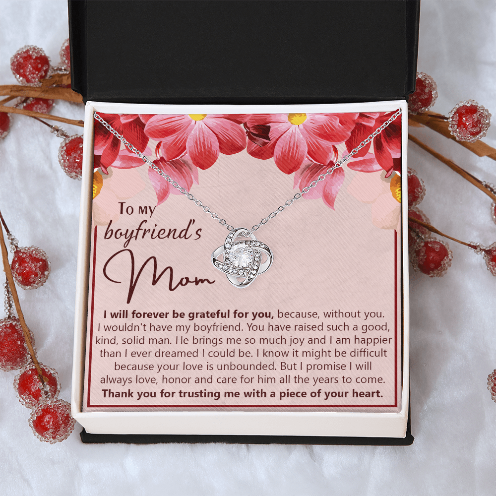 To My Boyfriend's Mom Necklace From Girlfriend Mom, Boyfriends Mom Love Knot Necklace, Boyfriend's Mom Gift Necklace, Boyfriend's Mom Gifts Necklace On Mother's Day, Xmas Present Jewelry For Women