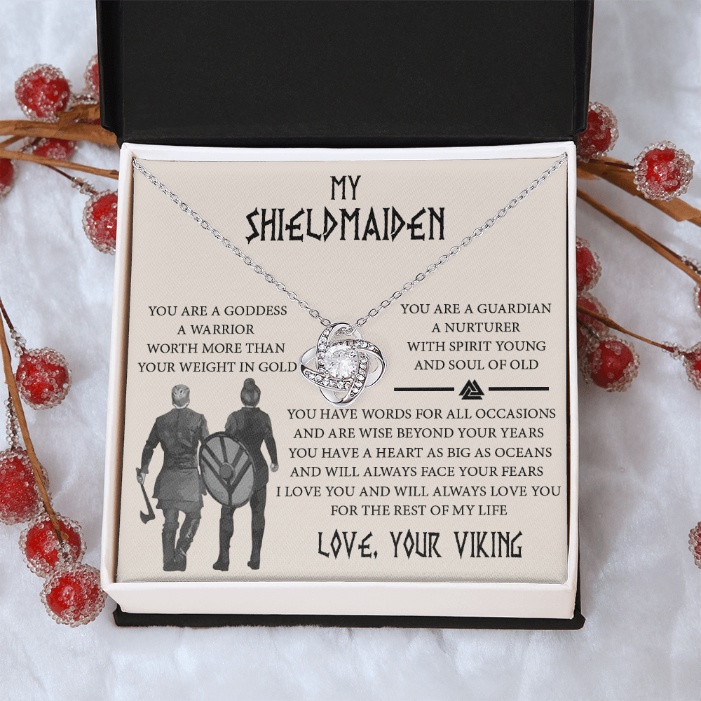 Shieldmaiden Gift Necklace, Viking Jewelry For Women, Love Knot Necklace Gifts For Her, Wife, Future-Wife, Soulmate, Girlfriends, Fiance From Him Husband, On Mother's Day, Birthday, Anniversary