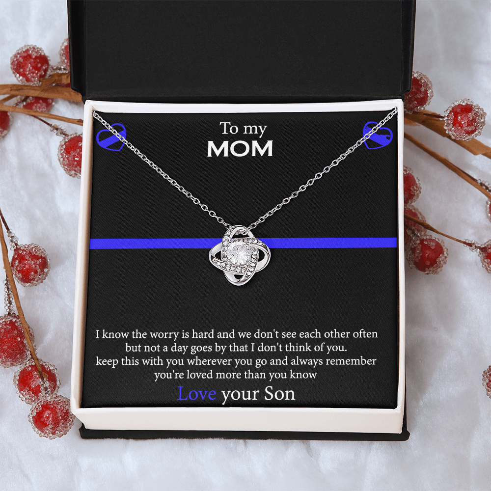 To My Mom Necklace From Son, Mothers Day Necklace Gift For First Mothers Day, Love Your Son Love Knot Necklace Gift For Mom, Best Friend Gifts For Mothers Day Things For Your Mom Jewelry Gift For Mom