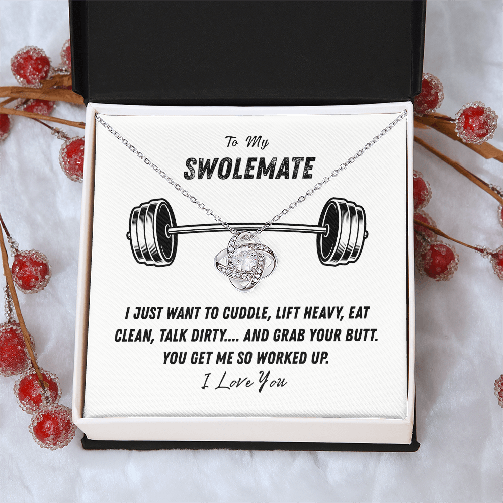 To My Swolemate Love Knot Necklace From Husband, Necklace Gift For Swolemate, Necklace Pendant, Swolemate Necklace, Birthday, Wedding Day, Necklace For Women, Swolemate Cubic Zirconia Necklace