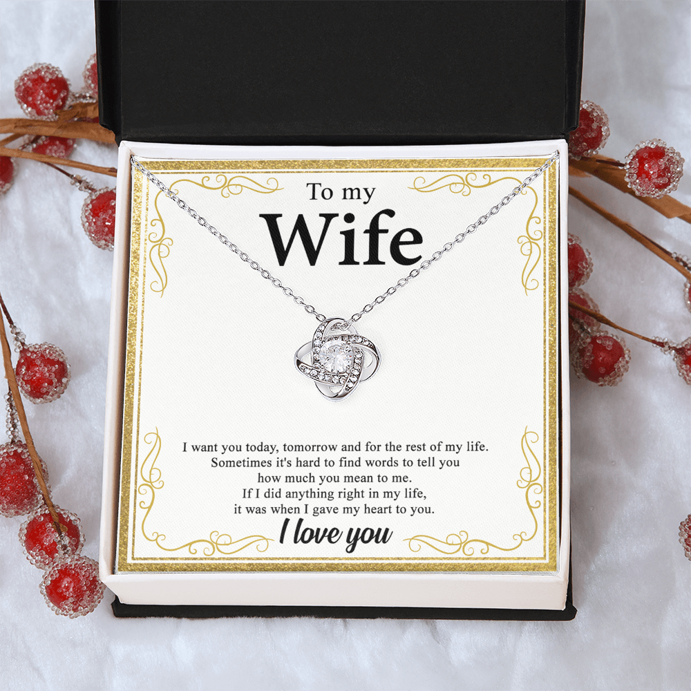 To My Wife Necklace From Husband My Heart To You Necklace Gift For Wife, Wife Gift Necklace, Husband To Wife Gift Love Knot Pendant Gift From Men Jewelry Gift For Women Soulmate Gift Pendant