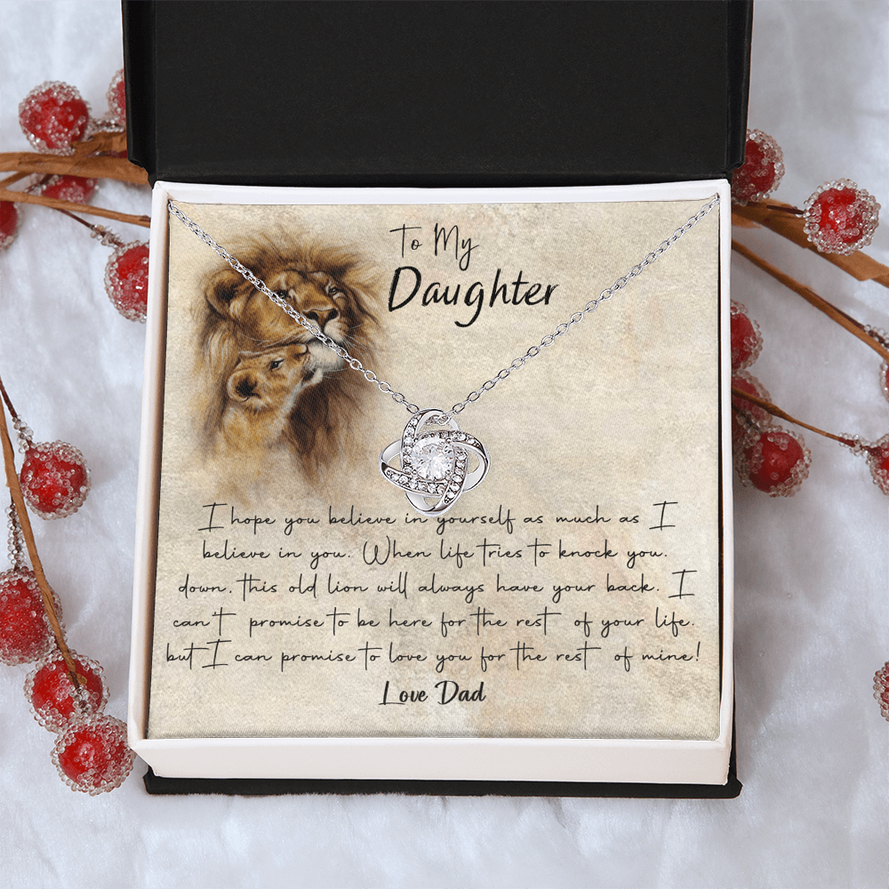 Lion To My Daughter Gift Necklace I Hope You Believe in Yourself Pendant, Dad and Daughter Necklace, Lion Daughter Gift Pendant Necklaces styles Jewelry Gift For Girls, Little Girl Necklace