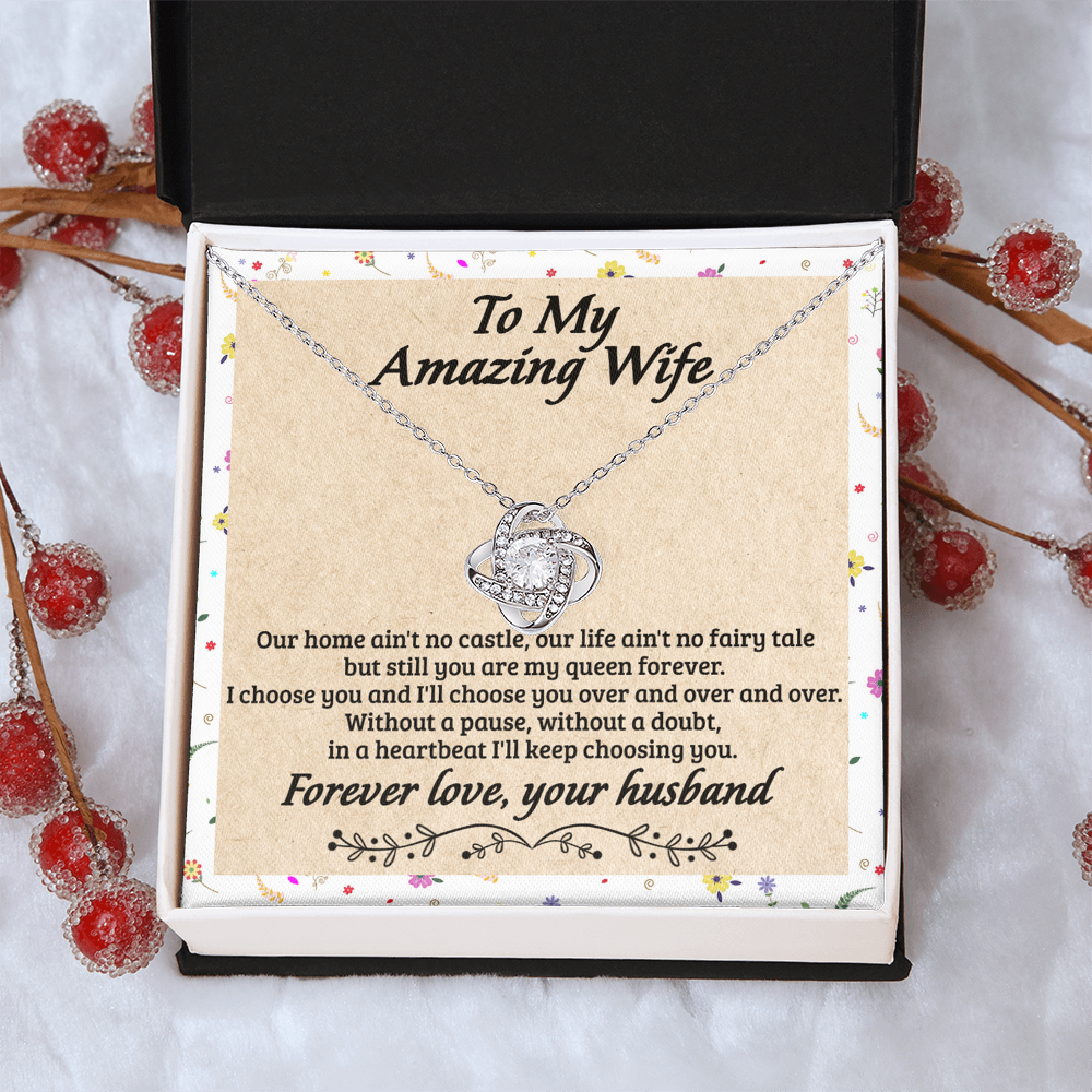 To My Wife Necklace From Husband, Amazing Wife Gift Necklace, Husband And Wife Love Knot Necklace - Necklace For Amazing  Wife From Husband, Wife Necklace On Anniversary, Valentine Day, Christmas