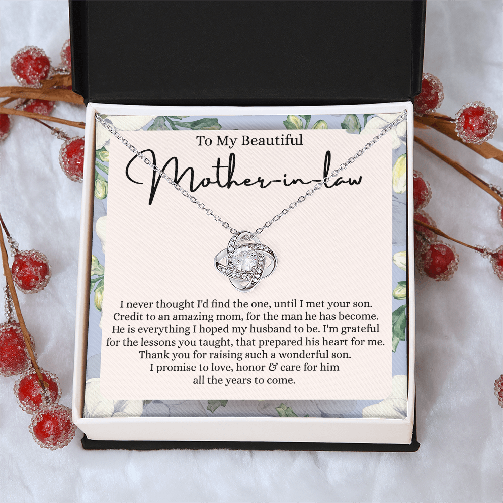 Mother In Law Gift Necklace, To My Beautiful Mother In Law Love Knot Necklace Gift From Daughter In Law, Mother And Daughter Gift Necklace Pendant, The Love Knot Necklace Gift For Mom Pendant
