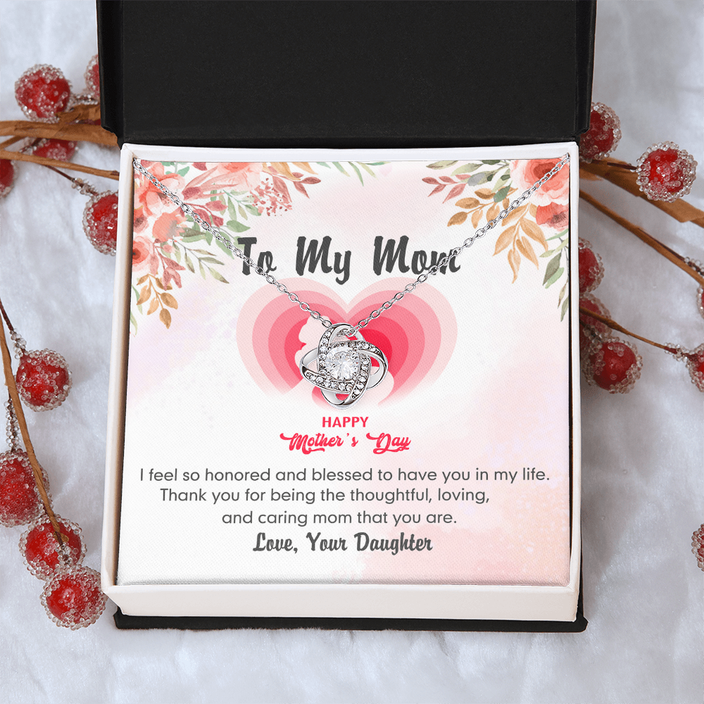 Happy Mother's Day Necklace, To My Mom Love Knot Necklace From Daughter, Badass Mom Necklace Gift For Mom Thank You Necklace Gift For Mom, Mother And Daughter Jewelry Gift For Women, Bonus Mom