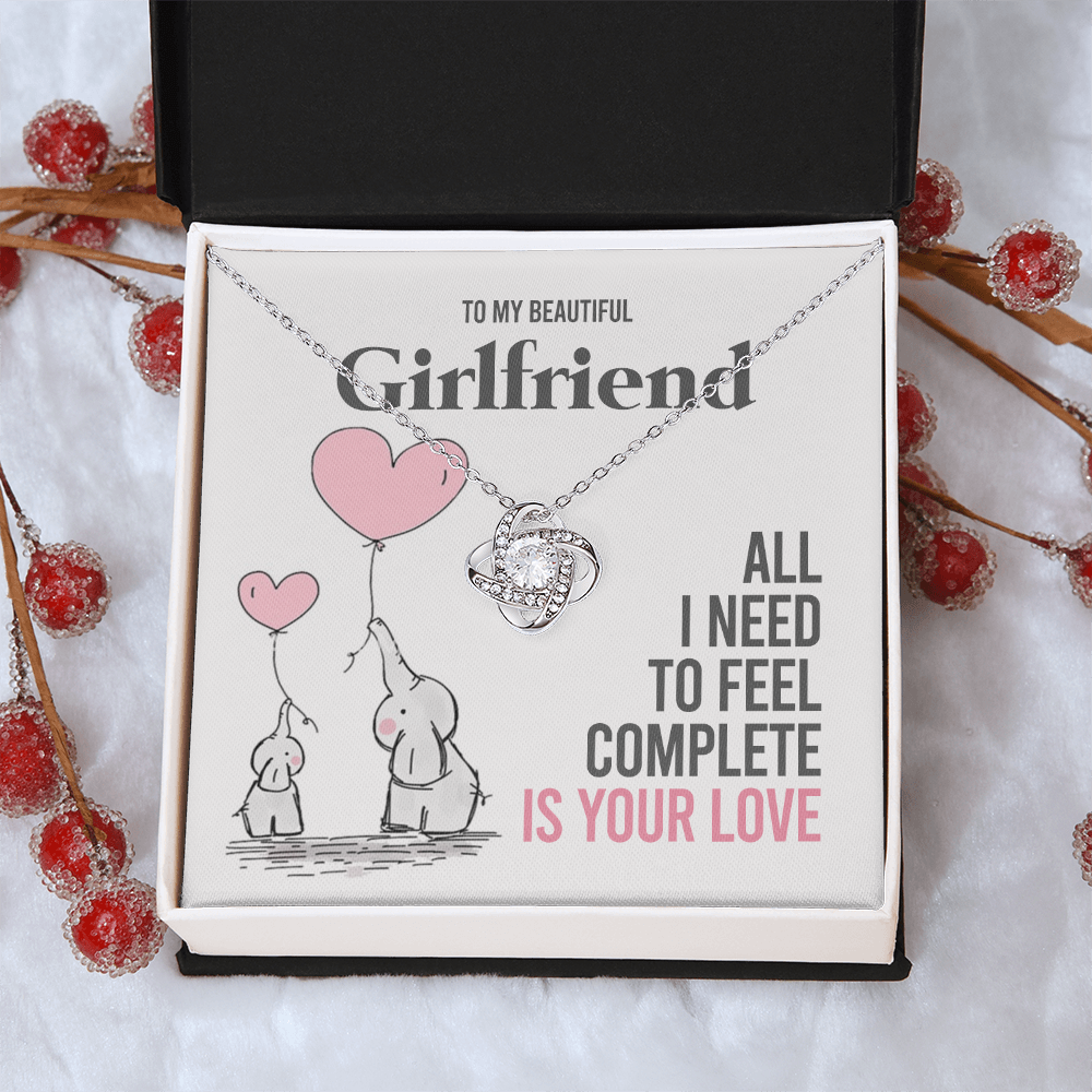 To My Girlfriend Gift Necklace Romantic Girlfriend Birthday Gifts for Girlfriend From Boyfriend, Husband, Girlfriend Gift Necklace - Jewelry Gift For Girls, Love Knot Pendant Gift For Girlfriend
