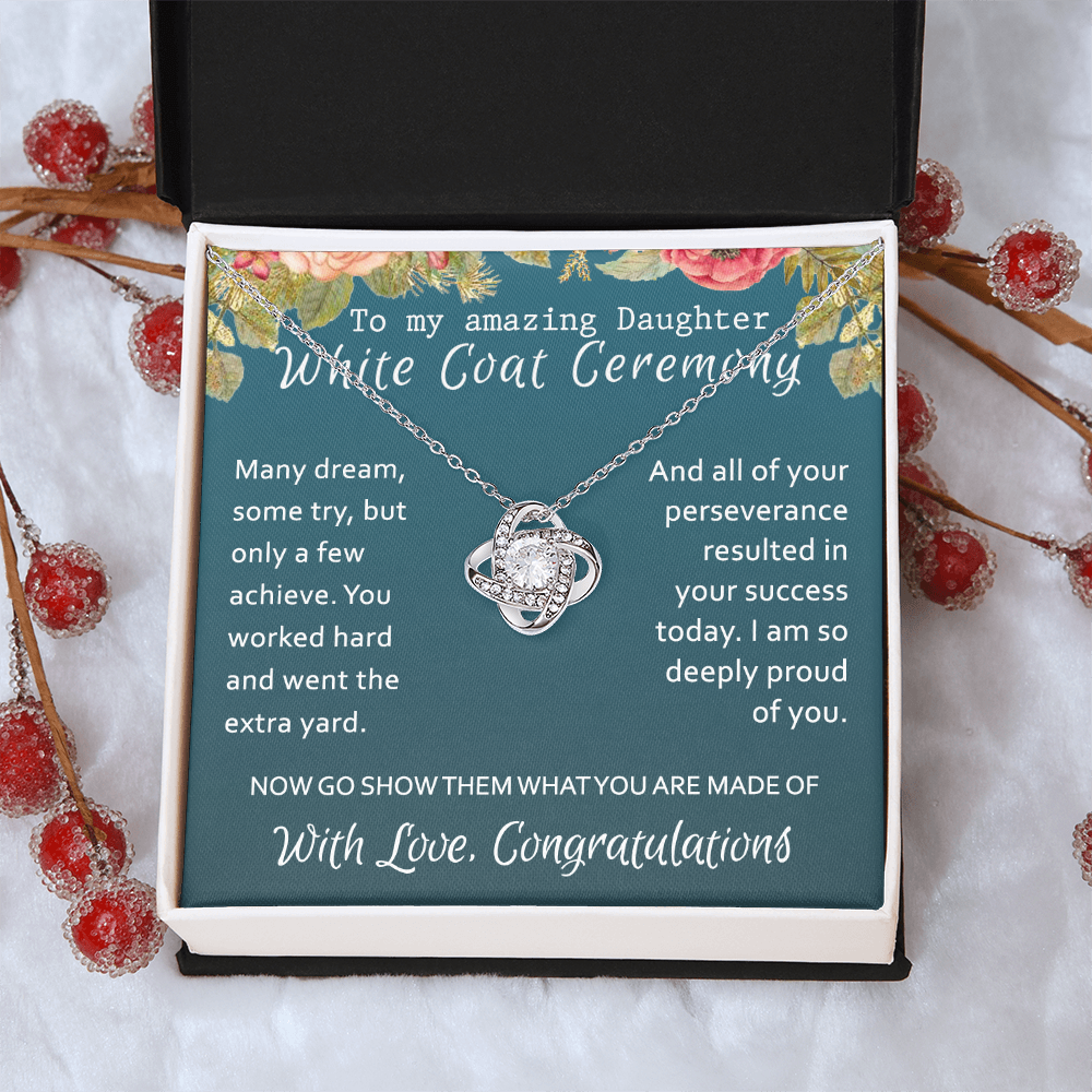White Coat Ceremony Love Knot Necklace, Medical School Graduation Necklace, Student Ceremony Graduation Gift For New Doctor, Necklace Gift For Her, Girl Daughter, Sister Class Of 2024 Gift Necklace