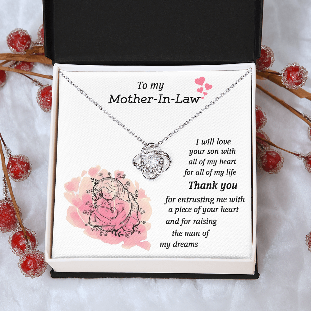 To My Mother-In-Law Love Knot Necklace From Son, I Will Love Your Son With All My Hear